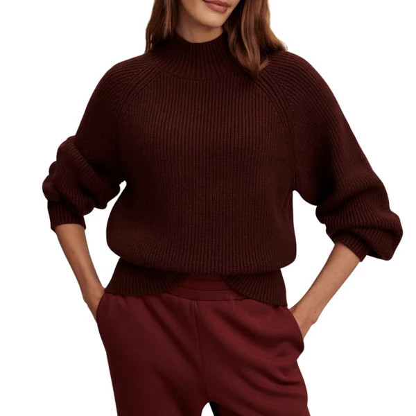 Women's Varley Pullover Sweater Martina Rib Knit Large Decadent Chocolate | Scheels Sports