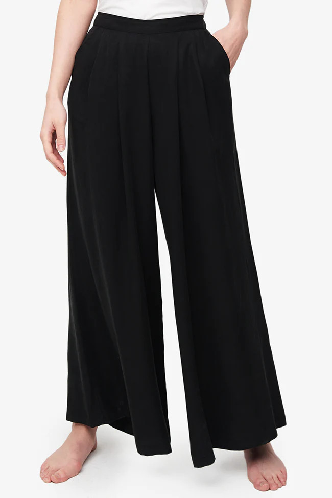 Palazzo Pant Black Tencel Twill | The Sleep Shirt