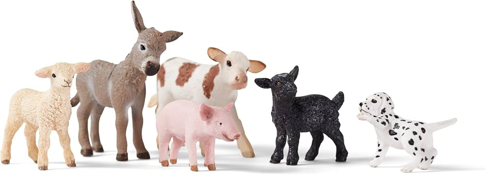 Schleich Farm World 6-Piece Baby Farm Animal Toy Gift Set including Donkey Foal, Lamb, Calf, Dalm... | Amazon (US)
