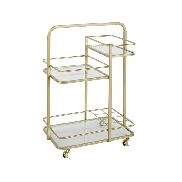 Adornments Gold Barcart With 3 Glass Shelves | Walmart (US)