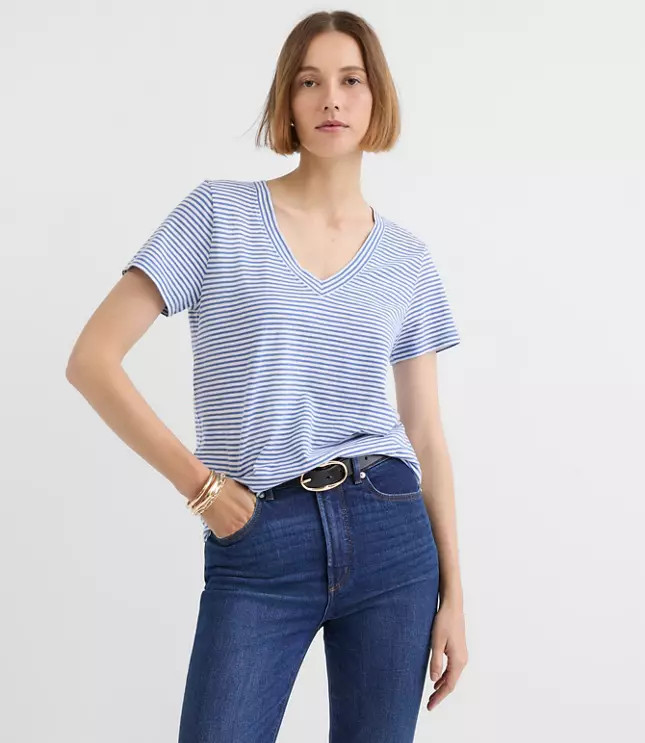 Striped Everyday V-Neck Tee | LOFT