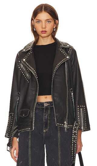 Billie Rocker Biker in Washed Black | Revolve Clothing (Global)
