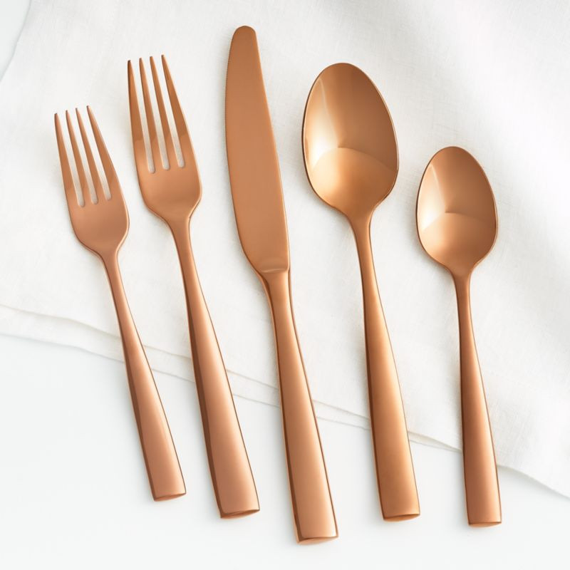 Marin Copper 5-Piece Flatware Place Setting + Reviews | Crate and Barrel | Crate & Barrel