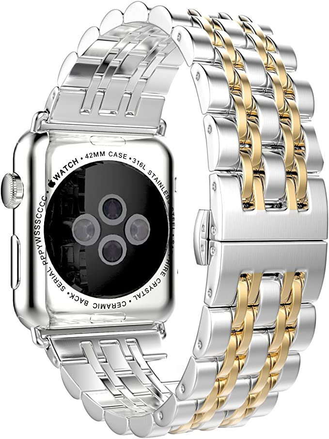 Amazon.com: HUANLONG Compatible with Apple Watch Band, Solid Stainless Steel Metal Replacement Wa... | Amazon (US)