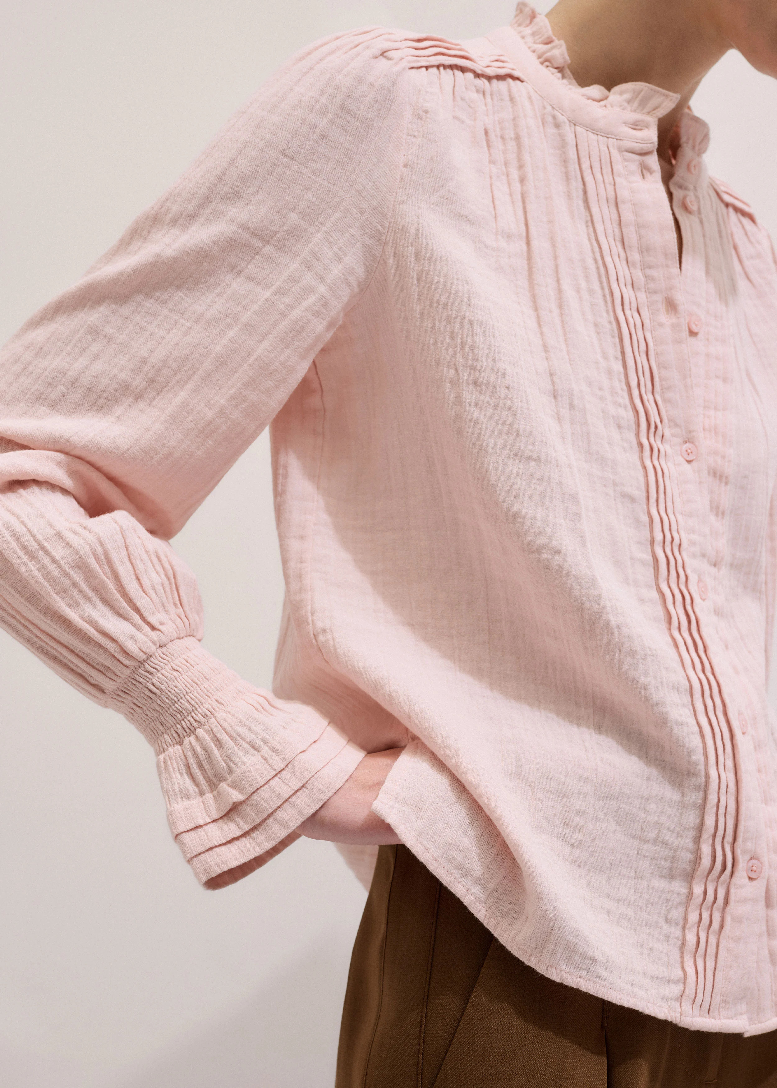 Pleat Summer Blouse Cotton Cheesecloth | ME+EM US