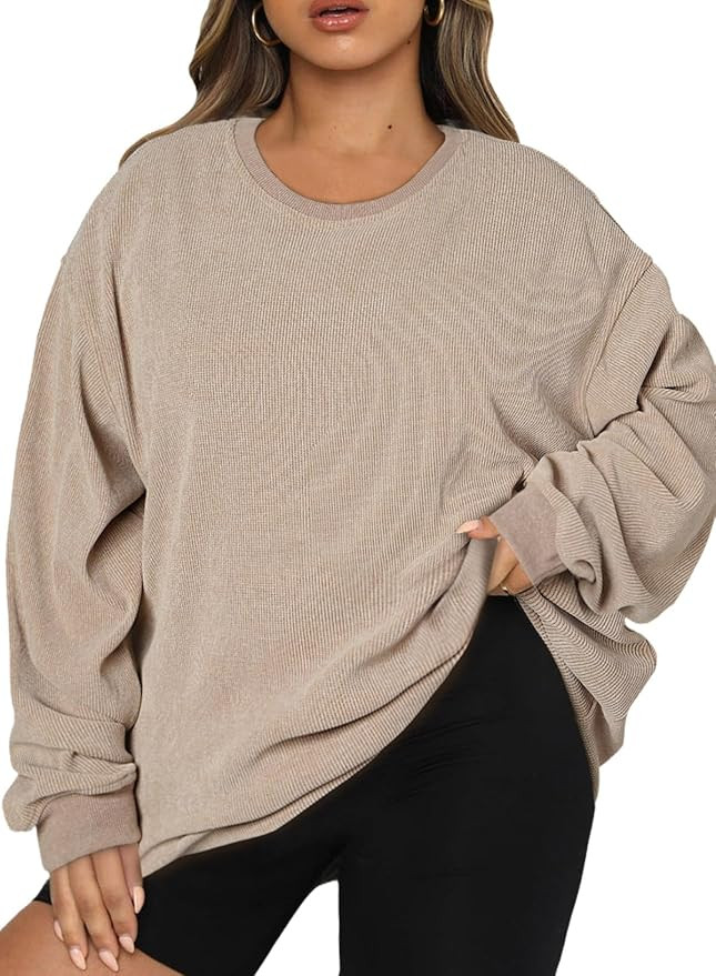Eytino Women Plus Size Sweatshirts Long Sleeve Crew Neck Casual Oversized Soft Pullover Tops Shir... | Amazon (US)
