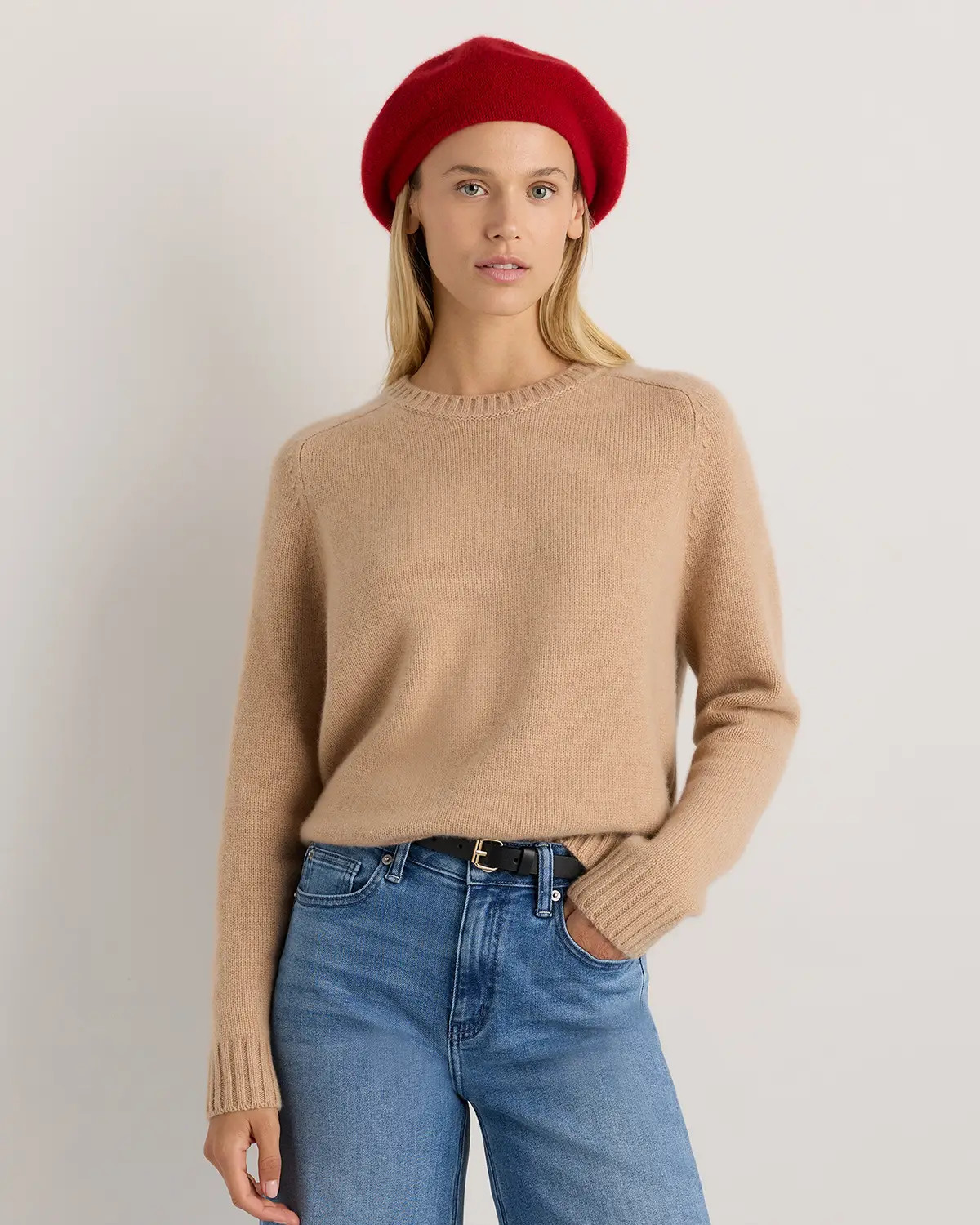 Mongolian Cashmere Beret in Varsity Red | Quince