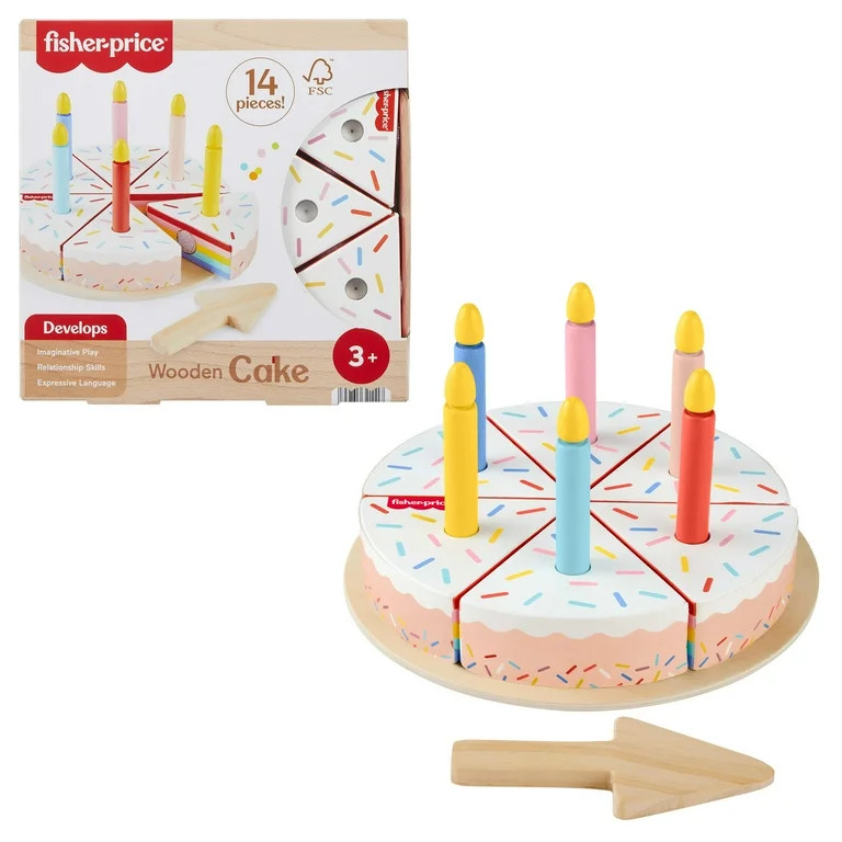 Fisher-Price Wooden Cake, Pretend Food Decorating Set for Preschool Kids, 14 Wood Pieces | Walmart (US)