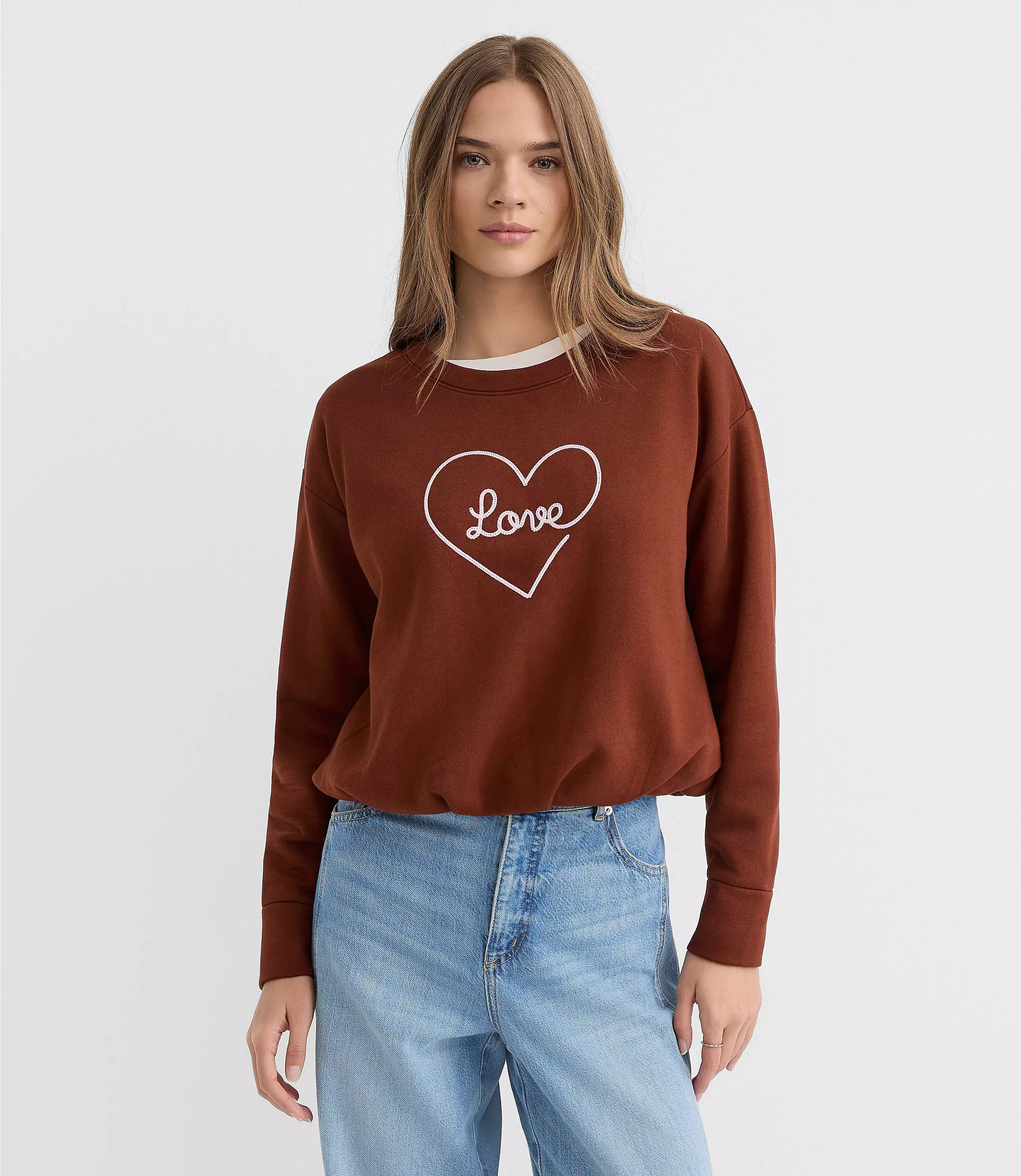 Love Embroidered Bubble Sweatshirt | LOFT