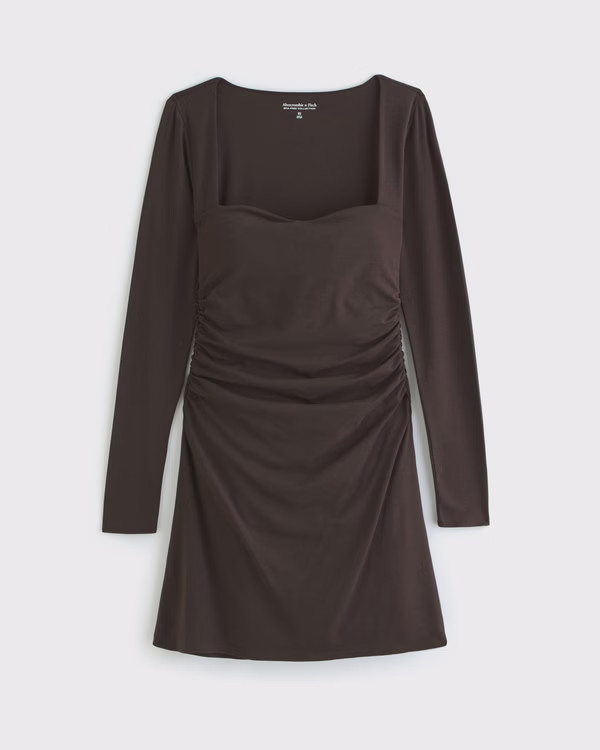 Long-Sleeve Sweetheart Mini Dress | Abercrombie & Fitch (UK)