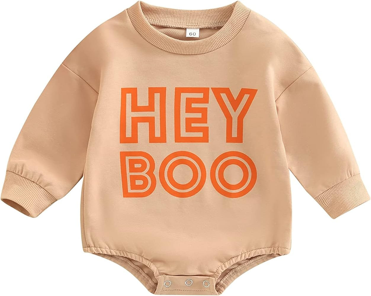 Infant Baby Girl Boy Halloween Romper Outfit Long Sleeve Pumpkin Sweatshirt Tops One Piece Fall O... | Amazon (US)