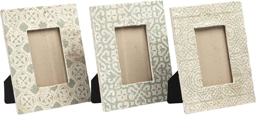 Creative Co-Op Grey & White Cement Photo (Set of 3 Designs) Picture Frame Set, Grey | Amazon (US)