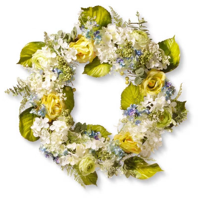 Artificial Spring Flowers Wreath Blue&Yellow 30" - National Tree Company | Target