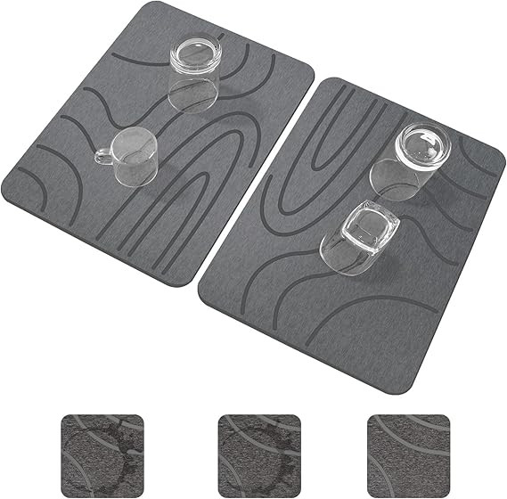 Stone Drying Mat for Kitchen Counter,2 Pack 16''x12'' Quick Dish Drying Stone Mat Kitchen,Double-... | Amazon (US)