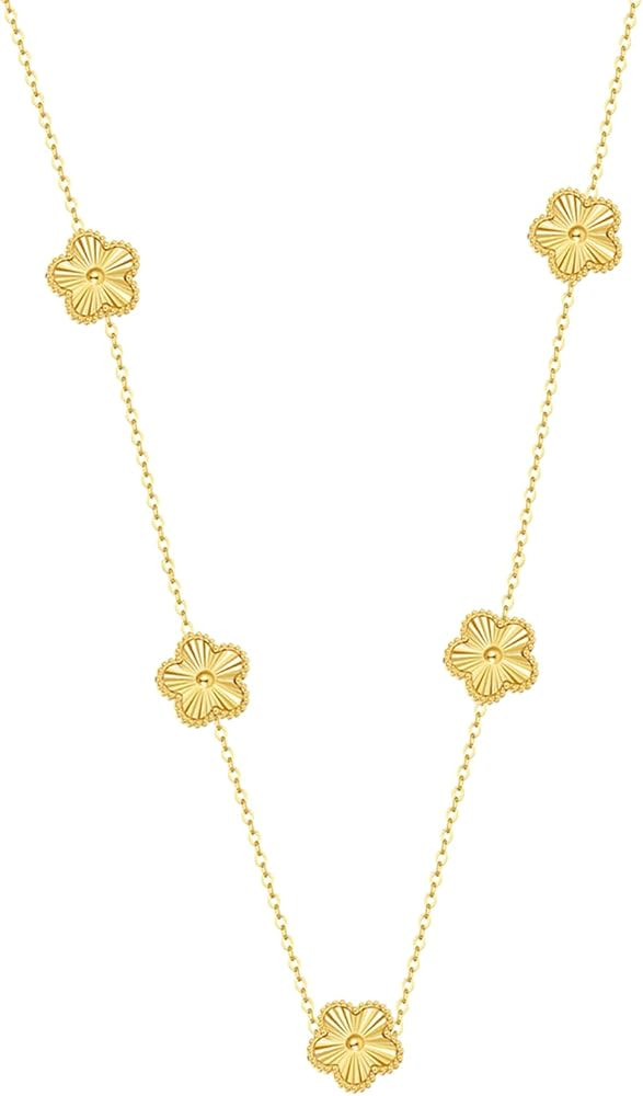 Clover Necklace for Women, Flower pendant Necklace, Five Leaf Clover Necklaces Dainty Lucky Clove... | Amazon (US)