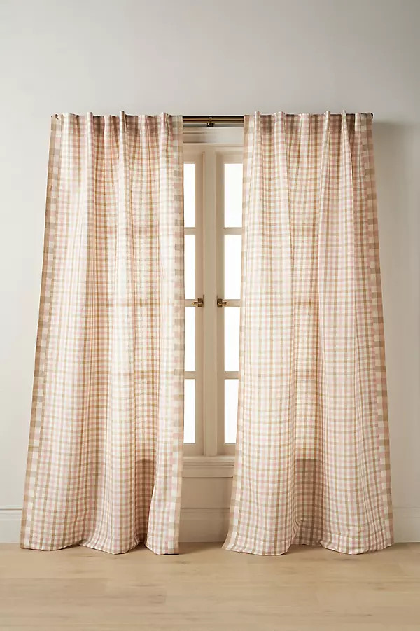 Cotton Linen Gingham Curtain | Anthropologie (US)