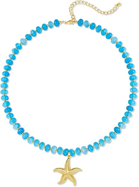 YUJIE Colorful Beaded Necklace for Women, Chunky Boho Choker with Large Gold Puffy Heart Pendant,... | Amazon (US)