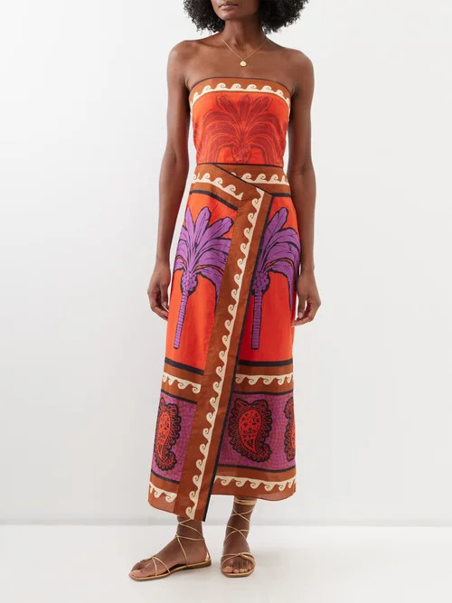 Johanna Ortiz - East Africa Cotton Strapless Dress - Womens - Red Multi | Matches (US)