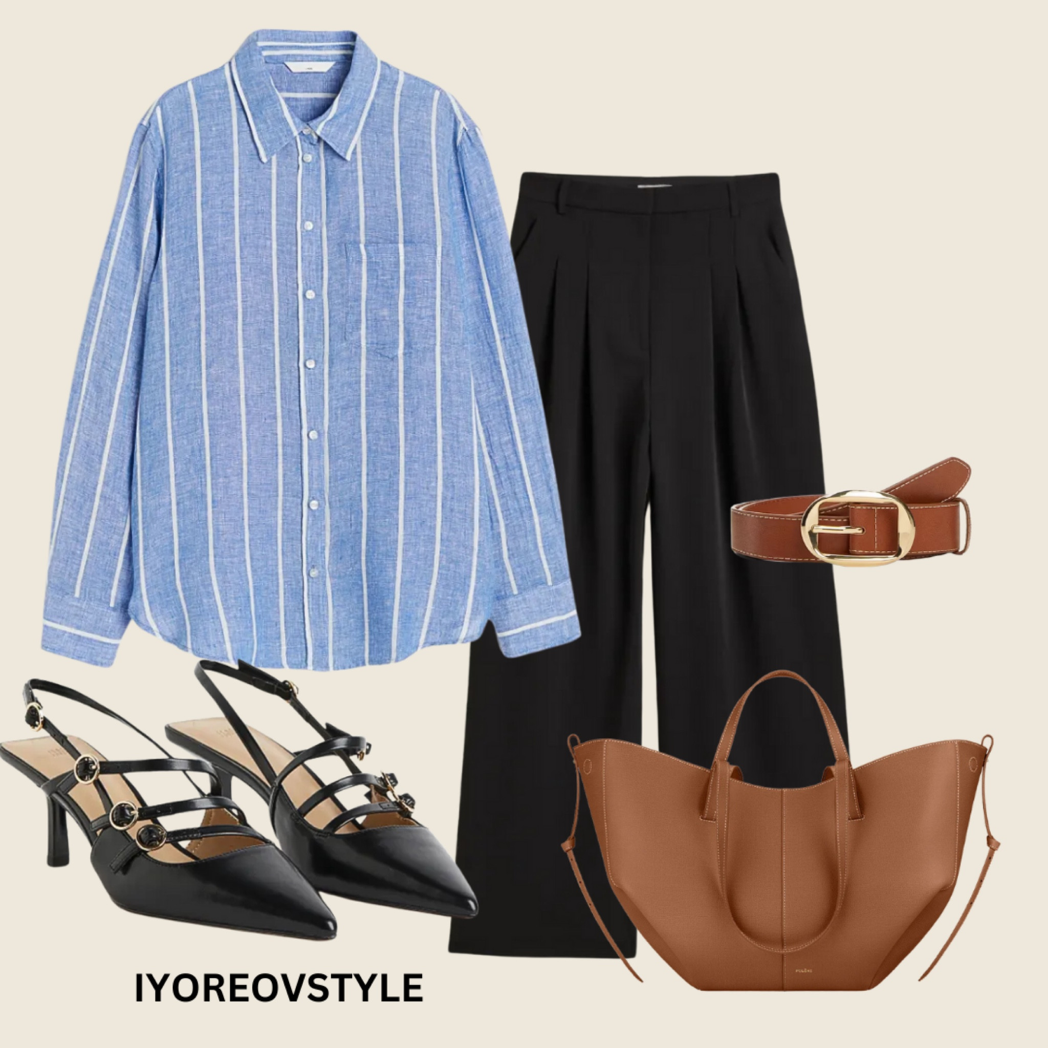 Wednesday office style inspo- Blue striped shirt, black tapered trousers, brown belt, polene Paris inspired bag and pointed heels. 

#workoutfit #lookbook #outfitpost #styleinfluenecer #officefashion #whattoweartowork #whattowear #officestyle #stripedshirt #howtostyle

#LTKSeasonal #LTKworkwear #LTKstyletip
