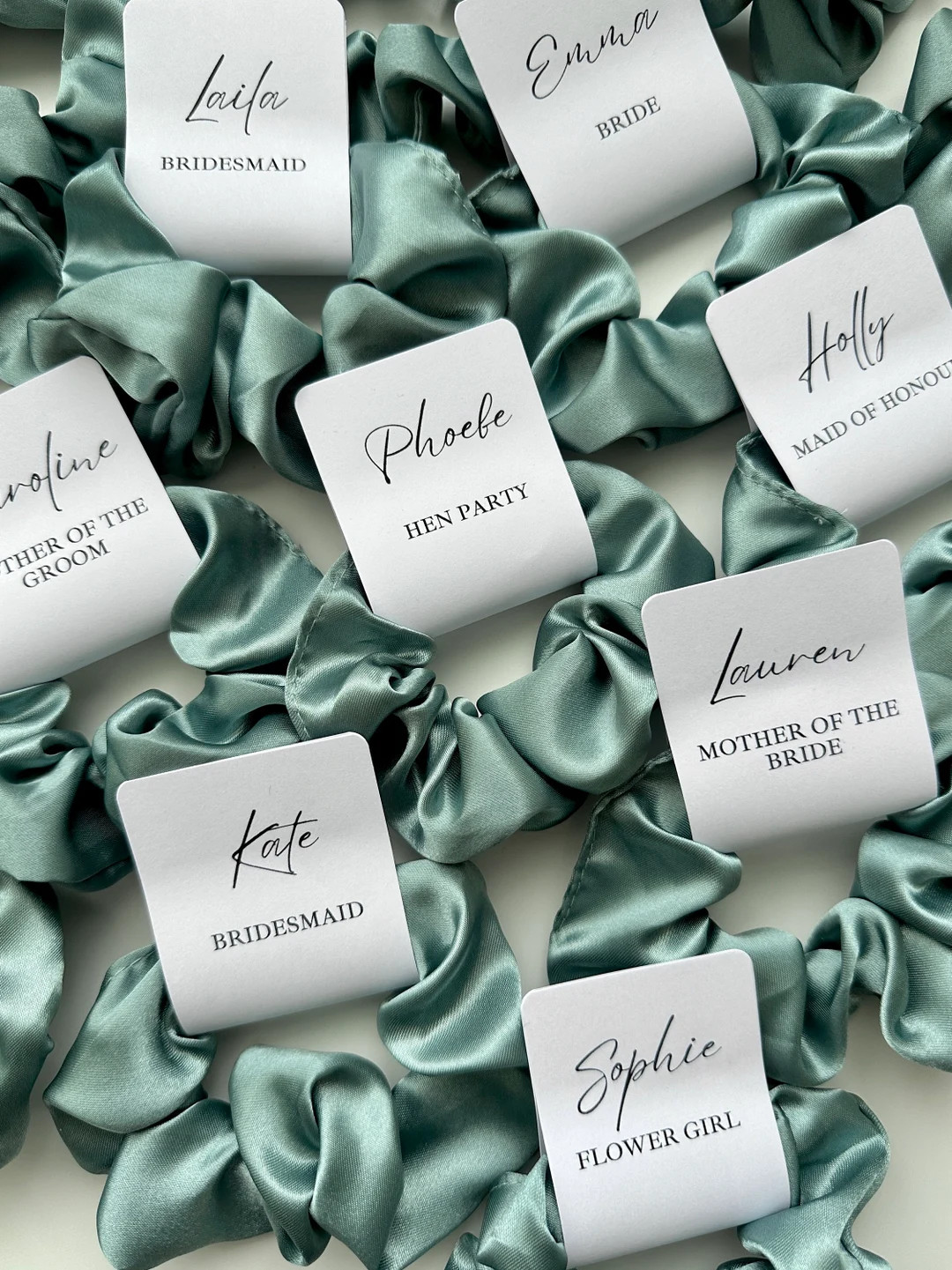 Bridesmaid Scrunchie Proposal Tag Green Personalised Bridesmaid Gifts Maid of Honour Scrunchie Ha... | Etsy (US)