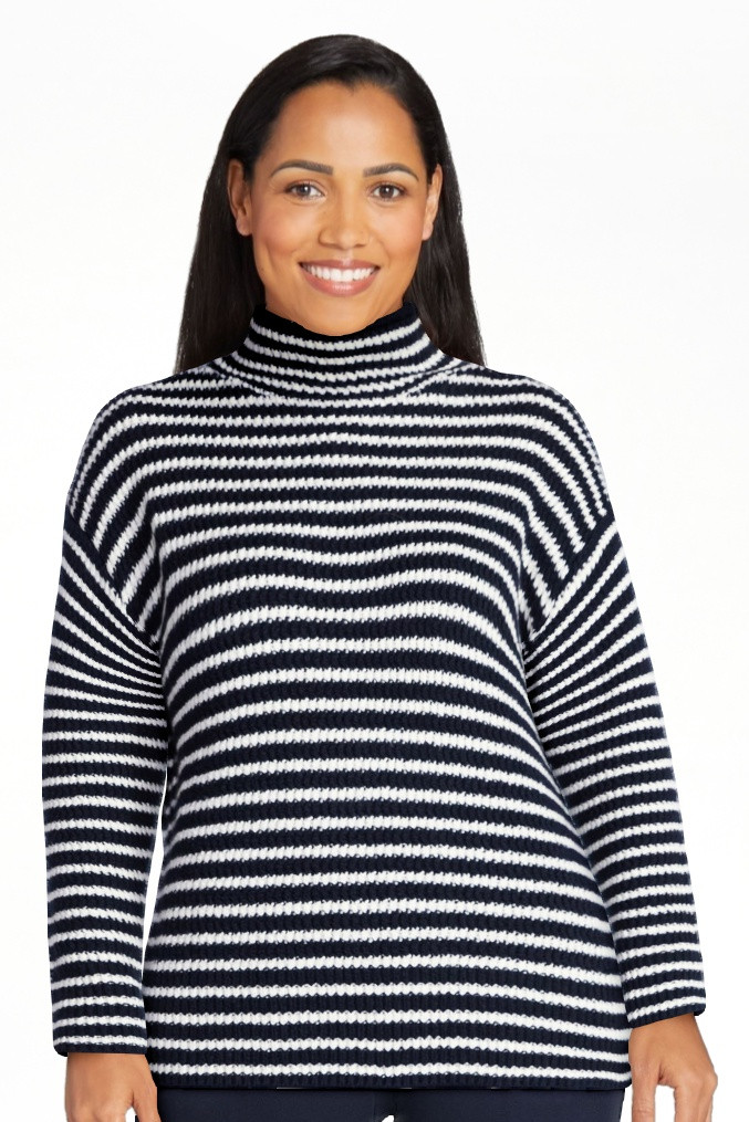 Time and Tru Women's Stripe Funnel Neck Sweater with Long Sleeves, Midweight, Sizes, XS-XXXL | Walmart (US)