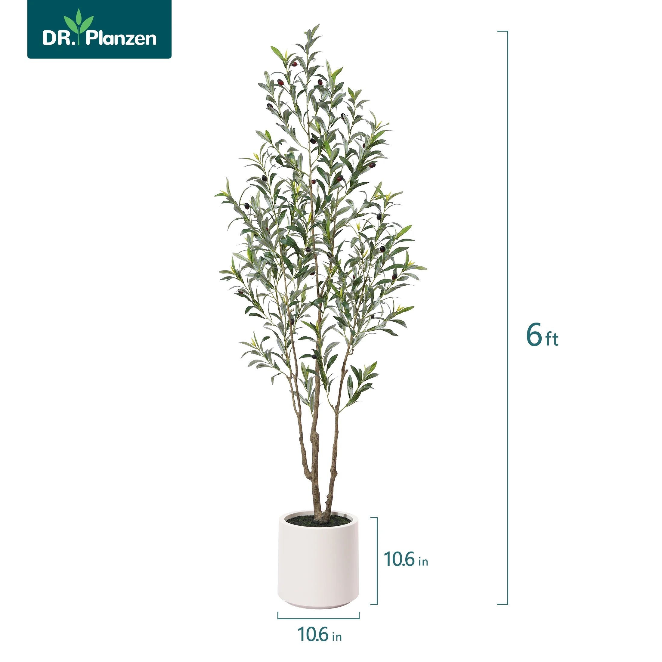 6FT Artificial Muti-Trunk Olive Tree Plants with 10.6 inches Large White Planter. 10 lb. DR.Planz... | Walmart (US)