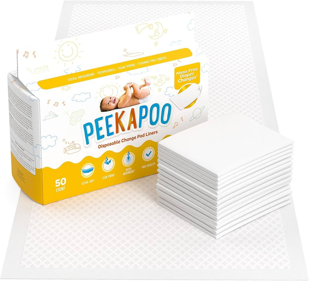 Peekapoo - Disposable Changing Pad Liners (50 Pack) Super Soft, Ultra Absorbent & Waterproof - Co... | Amazon (US)