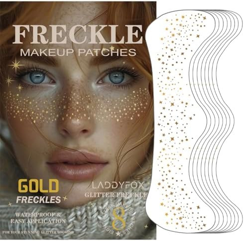 8 Pcs Gold Face Makeup Patches, Gold Glitter Freckles Face Tattoo, Glitter Freckles, Sparkle Make... | Amazon (US)