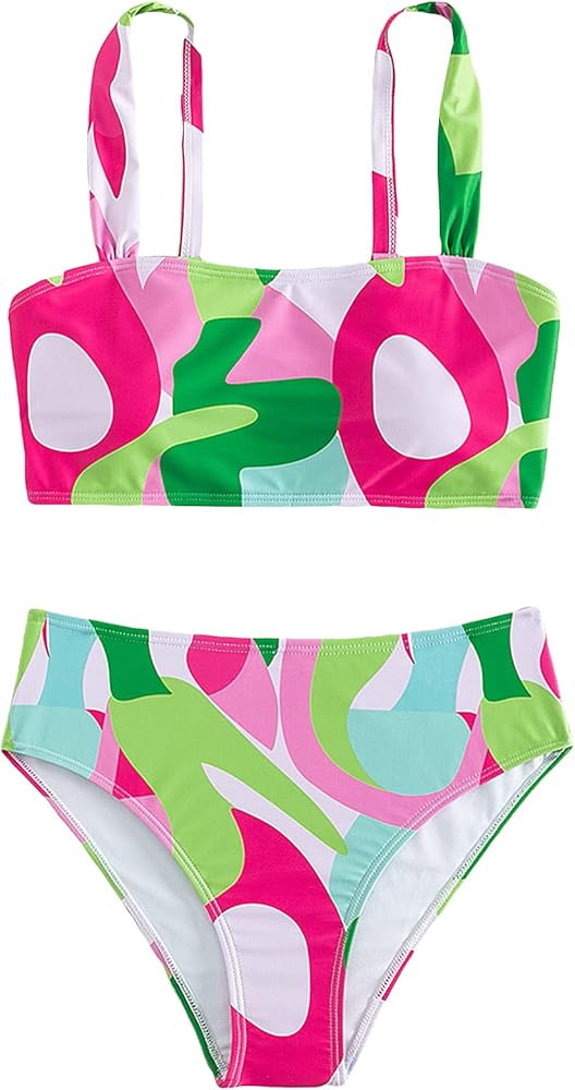 SHENHE Women's Two Piece High Waist Allover Print Swimsuit Bathing Suit Bikini Sets | Amazon (US)