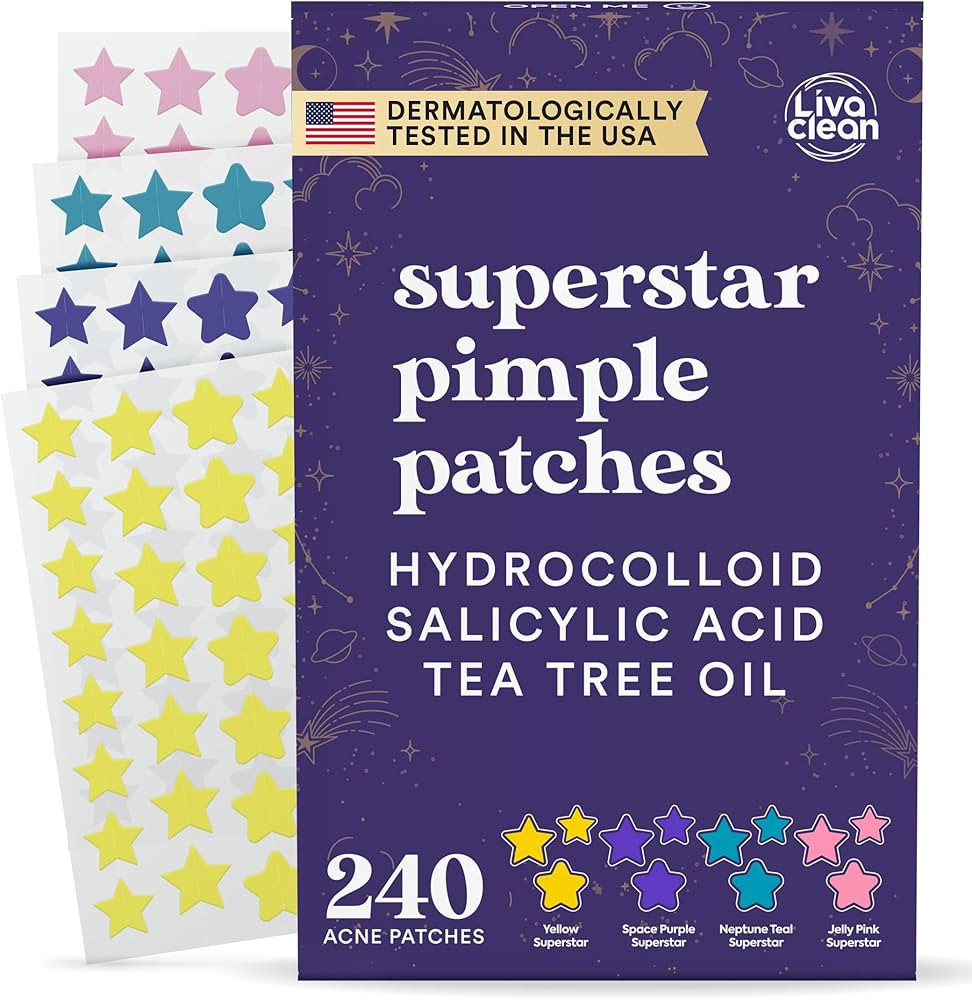 Livaclean Star Pimple Patches for Face w/ Hydrocolloid, Tea Tree oil & Salicylic Acid - Zit Stick... | Amazon (US)