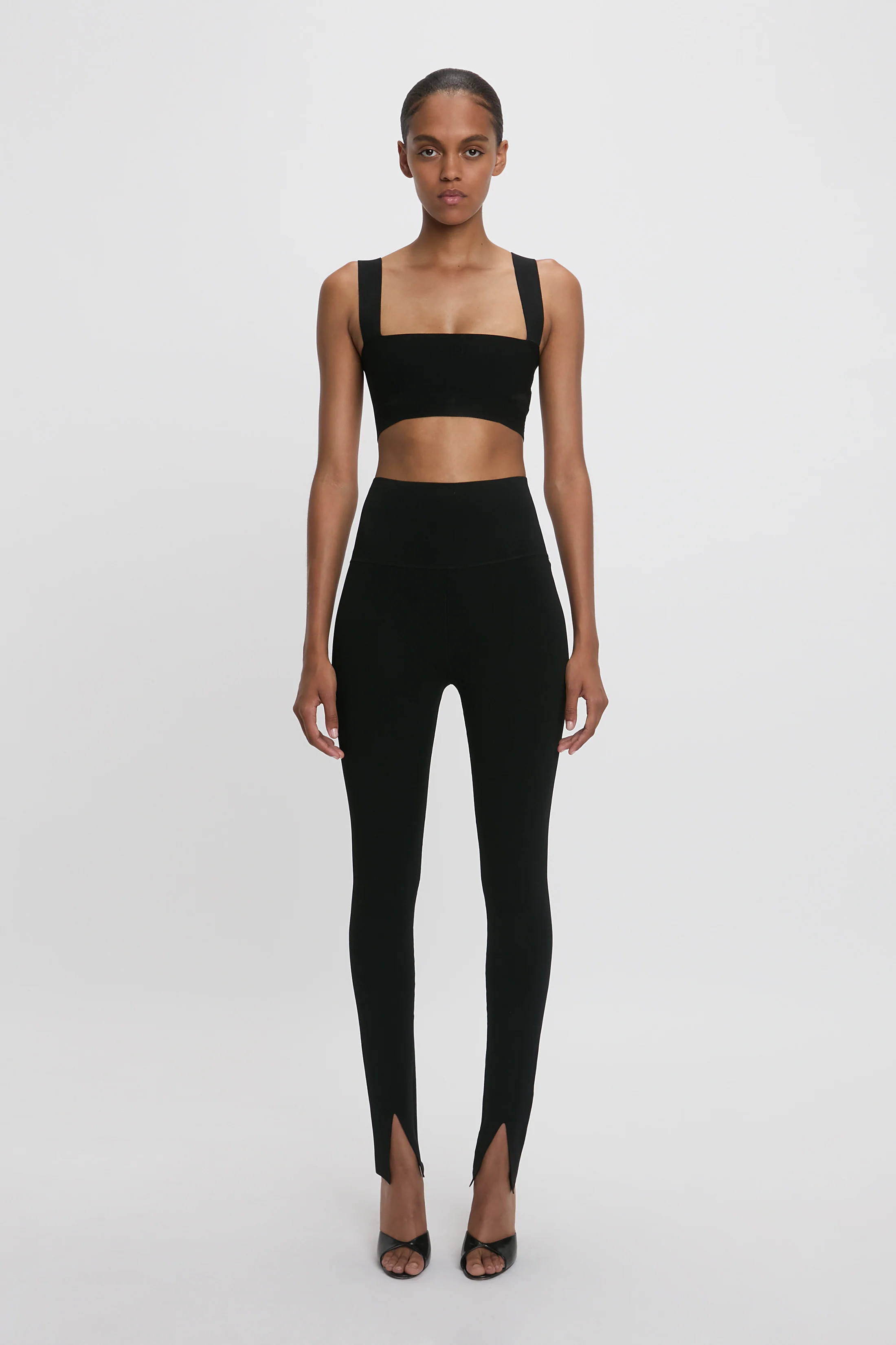 Split Front Leggings In Black | Victoria Beckham UK