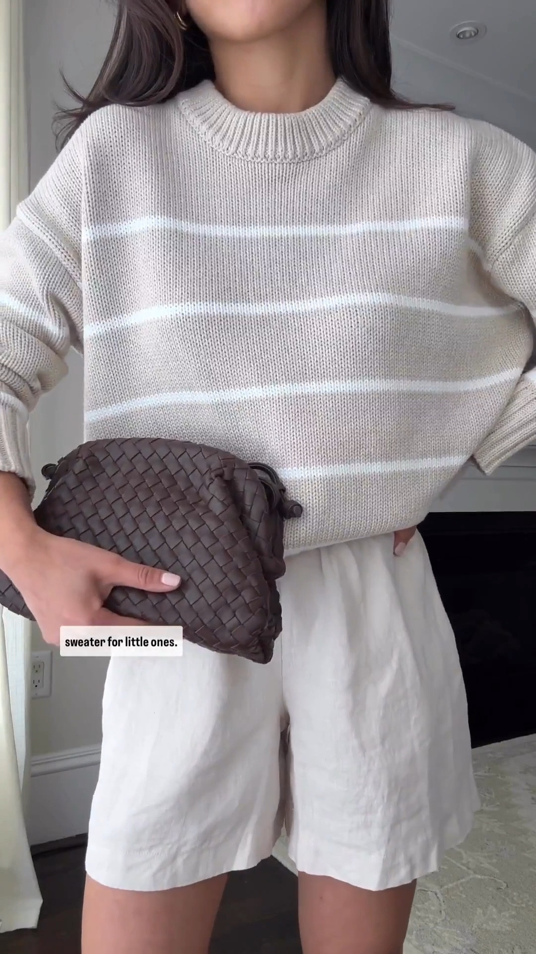 A favorite 100% cotton stripe sweater, my exact colorway is old but there are 3 other neutral color combos. 

Petite friendly length on the xs with a relaxed boxier fit. Also in a polo collar Stripe sweater in black + white colorway also comes in a mini version for kids! 

High rise linen shorts size xs + woven leather clutch also from Quince. 

• 100% Organic Cotton Striped Crew Sweater xs 

• 100% European Linen Shorts in flax xs 

• Woven leather clutch

@onequince #quincepartner

#LTKPetite #LTKFindsUnder50 #LTKSeasonal