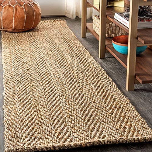 JONATHAN Y Espina Hand Woven Herringbone Chunky Jute Natural Runner Rug, 2x10, Bohemian, Cottage, Easy-Cleaning for Living Room, Bedroom, Kitchen, Pet Friendly, Non-Shedding (NFR101A-210) | Amazon (US)