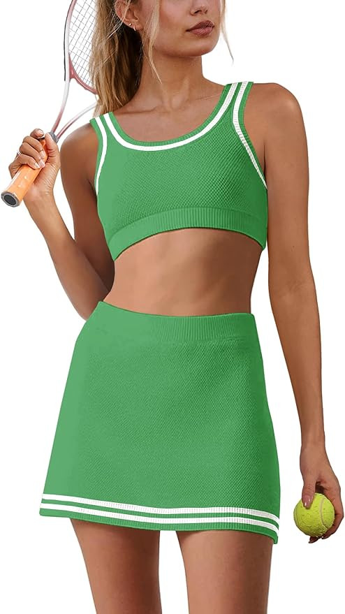Nirovien Womens 2 Piece Workout Sets Tennis Skort Sets Matching Gym Clothes Tank Top and Athletic... | Amazon (US)