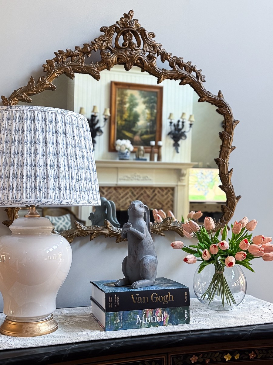Simple spring vignette perfect for Easter with bunny rabbit, faux tulips and pleated lamp shade. 

Ballard Designs | Amazon Home 



#LTKSeasonal #LTKHome #LTKFindsUnder100