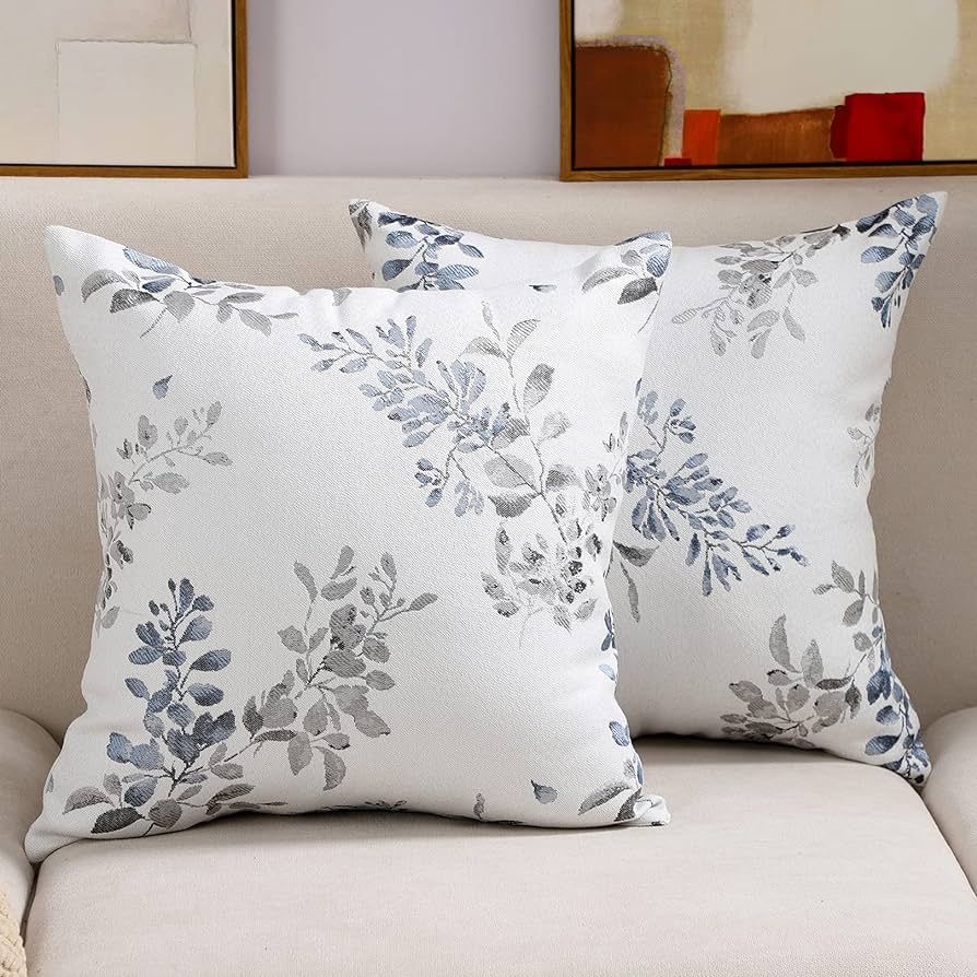 Btyrle Leaf Branch Jacquard Throw Pillow Covers 18x18 Inch Set of 2 Decorative Leaf Pillowcases S... | Amazon (US)