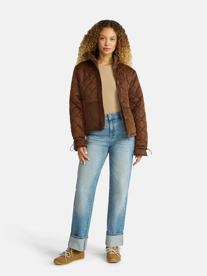 Time and Tru Women's High Rise Straight Jeans with Cuffs, 29" Inseam, Sizes 0-20 | Walmart (US)