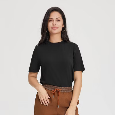 Women's Short Sleeve Wool-Blend T-Shirt - A New Day™ Black XS | Target