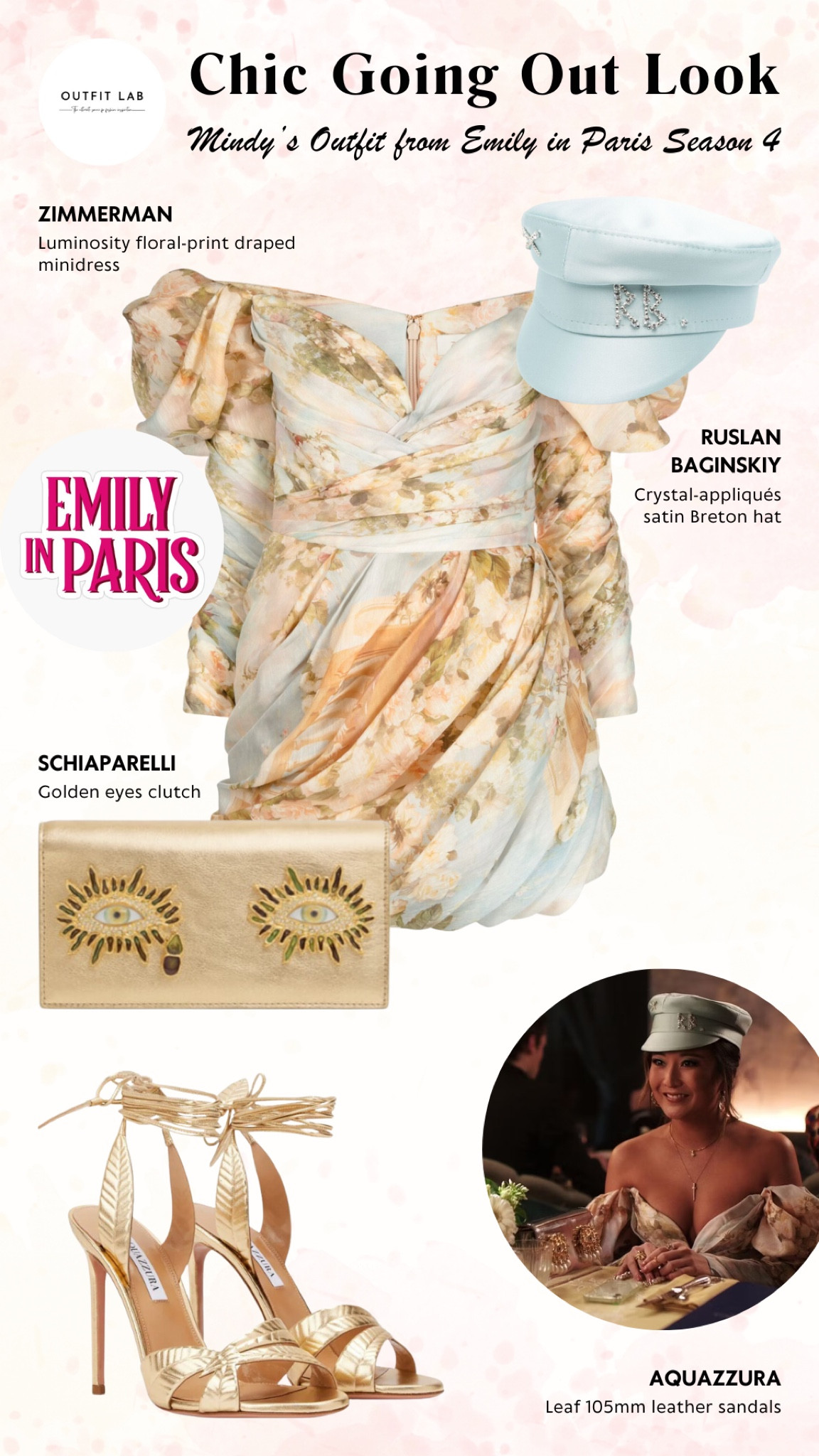Chic Going Out Look: Mindy’s Outfit from Emily in Paris Season 4 – Shop Now!

Step into the spotlight with this chic going out outfit inspired by Mindy in Emily in Paris Season 4. Featuring a stunning Zimmerman minidress for an elegant yet playful look, paired with a stylish Ruslan Baginskiy hat. Complete the ensemble with a luxurious Schiaparelli clutch and chic Aquazzura sandals. Perfect for capturing that Parisian flair on your night out, this outfit ensures you shine just like Mindy. Shop now to recreate this iconic look!

#LTKWedding #LTKParties #LTKStyleTip