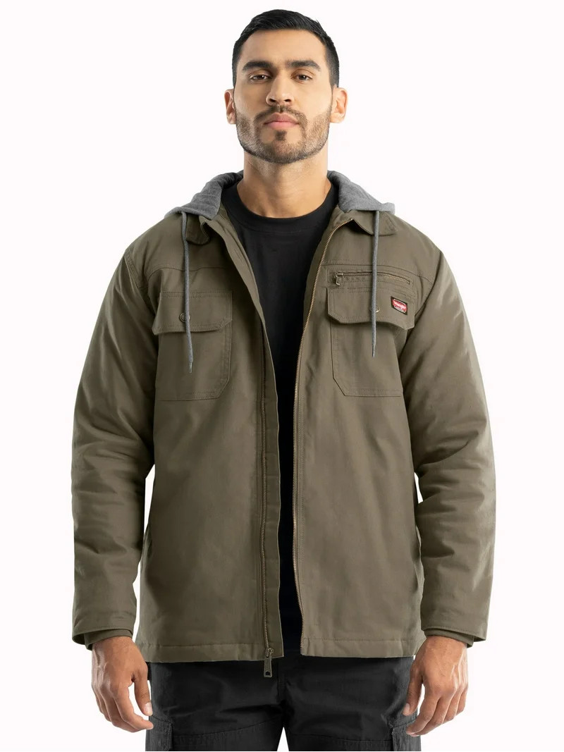 Wrangler Workwear Men's Quilted Lined Work Shirt Jacket with Hood, Size S-5XL (Men's and Big Men'... | Walmart (US)