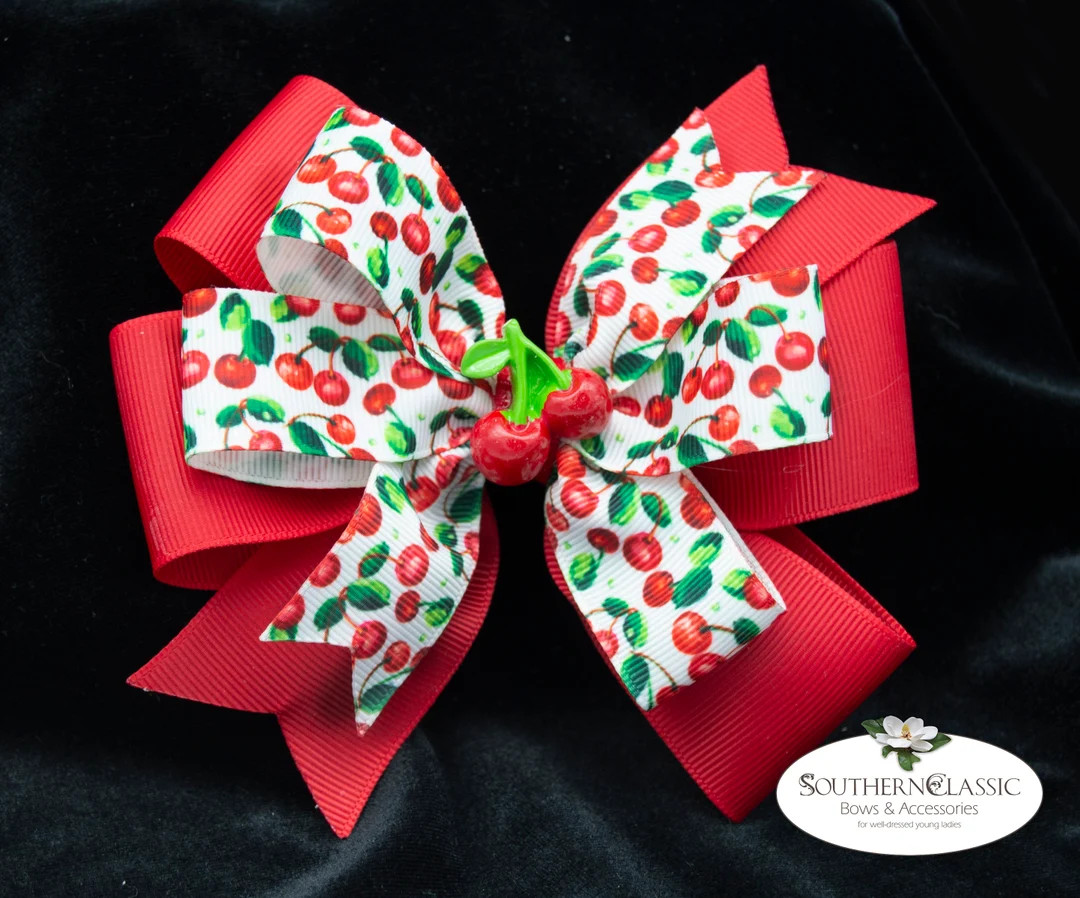 Red Cherries Hair Bow: 3D Resin Center, Pinwheel Design | Etsy (Global)