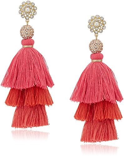 Badgley Mischka Womens Pink Ombre Triple Tassel Drop Earrings, Gold Tone, One Size | Amazon (US)