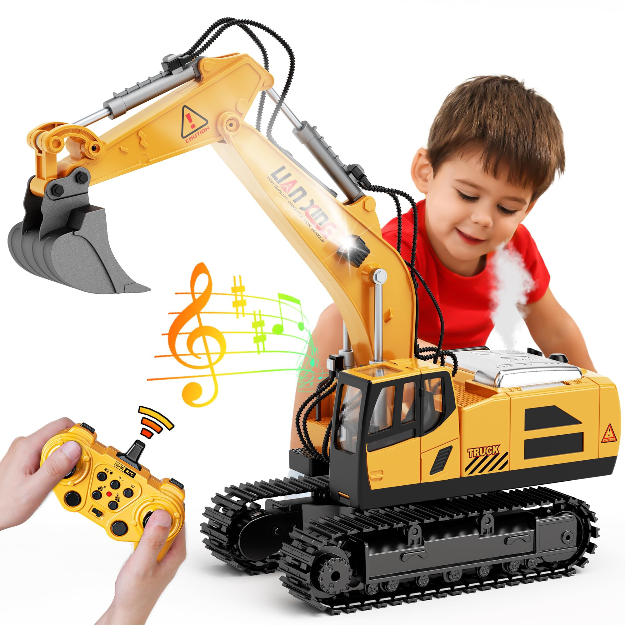 Remote Control Excavator, 12 Channel RC Excavator Construction Toys for Boy with Light&Sounds&Sho... | Amazon (US)