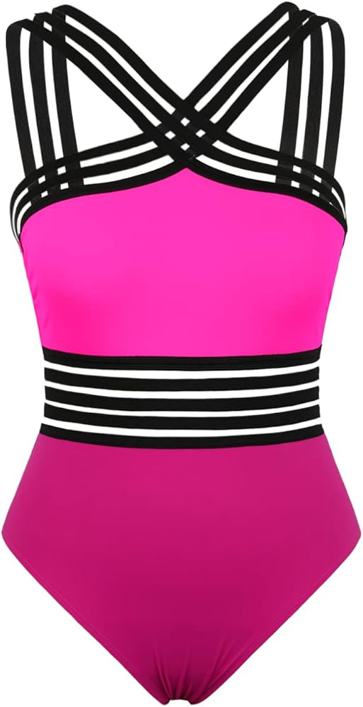 Hilor Women's One Piece Swimsuits Slimming High Waisted Bathing Suits Front Crossover Swimwear Mo... | Amazon (US)