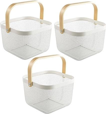 AJIODA 3 Pack Metal Mesh Steel Basket, Storage Organizer Basket Multi-function Hanging Kitchen Ba... | Amazon (US)