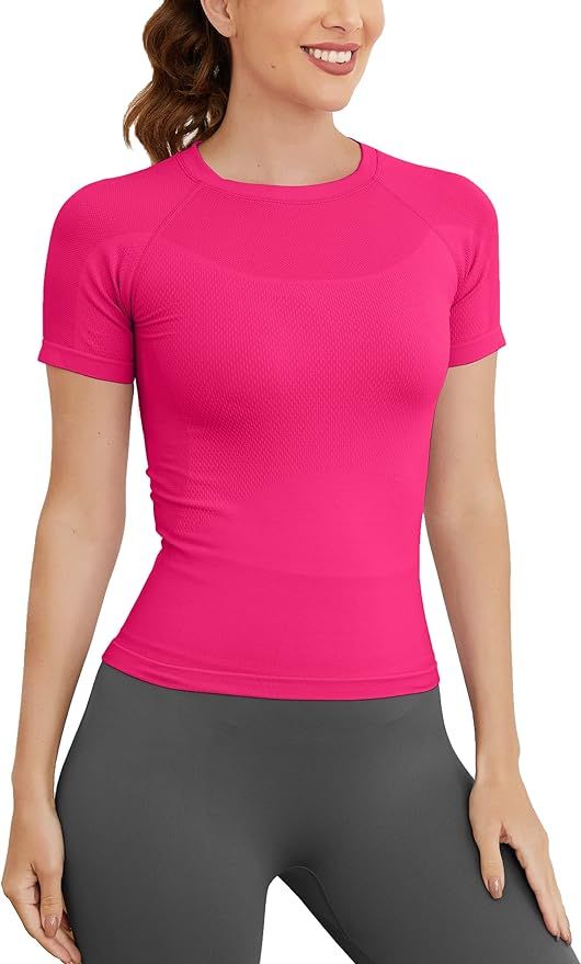 MathCat Short Sleeve Workout Tops for Women, Seamless Workout Shirts for Women, Yoga Athletic Shi... | Amazon (US)