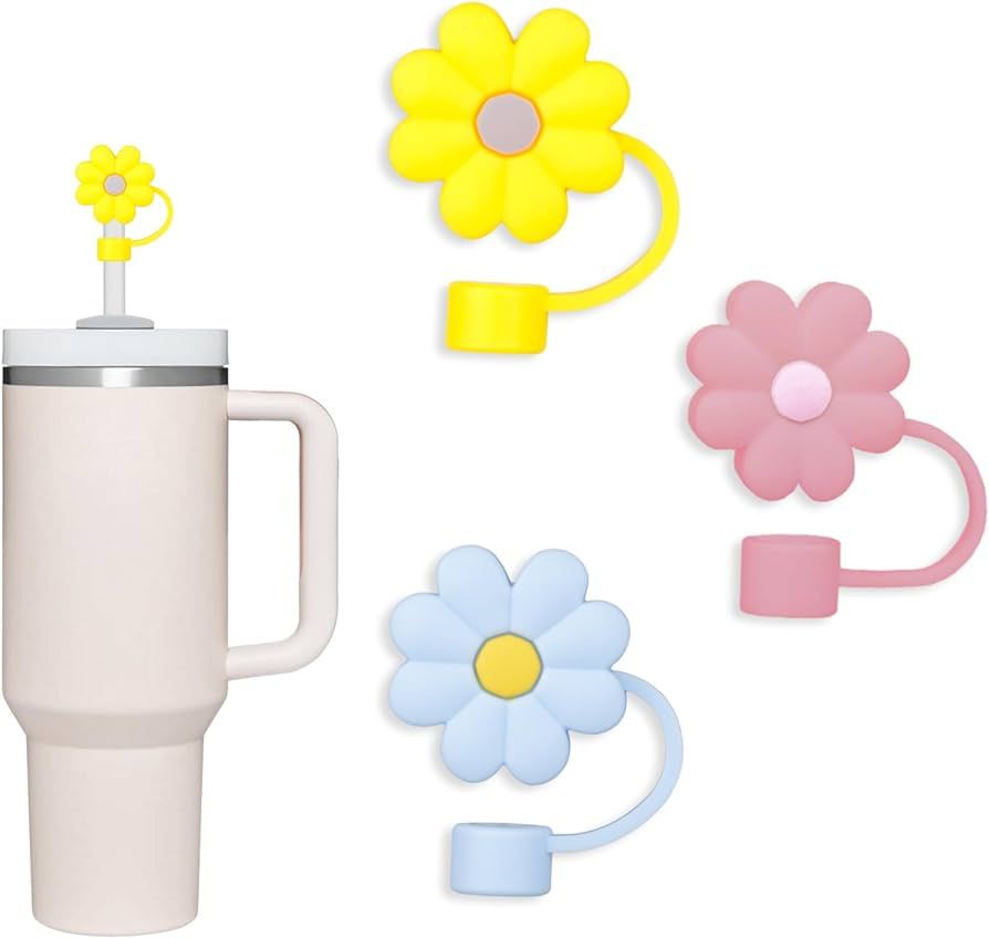 3 Pack Compatible with Stanley 30&40 Oz Tumbler, 10mm Flower Straw Covers Cap, Cute Silicone Stra... | Amazon (US)