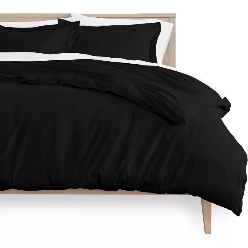 Allandra Black Microfiber Modern & Contemporary 3 Piece Duvet Cover Set | Wayfair Professional