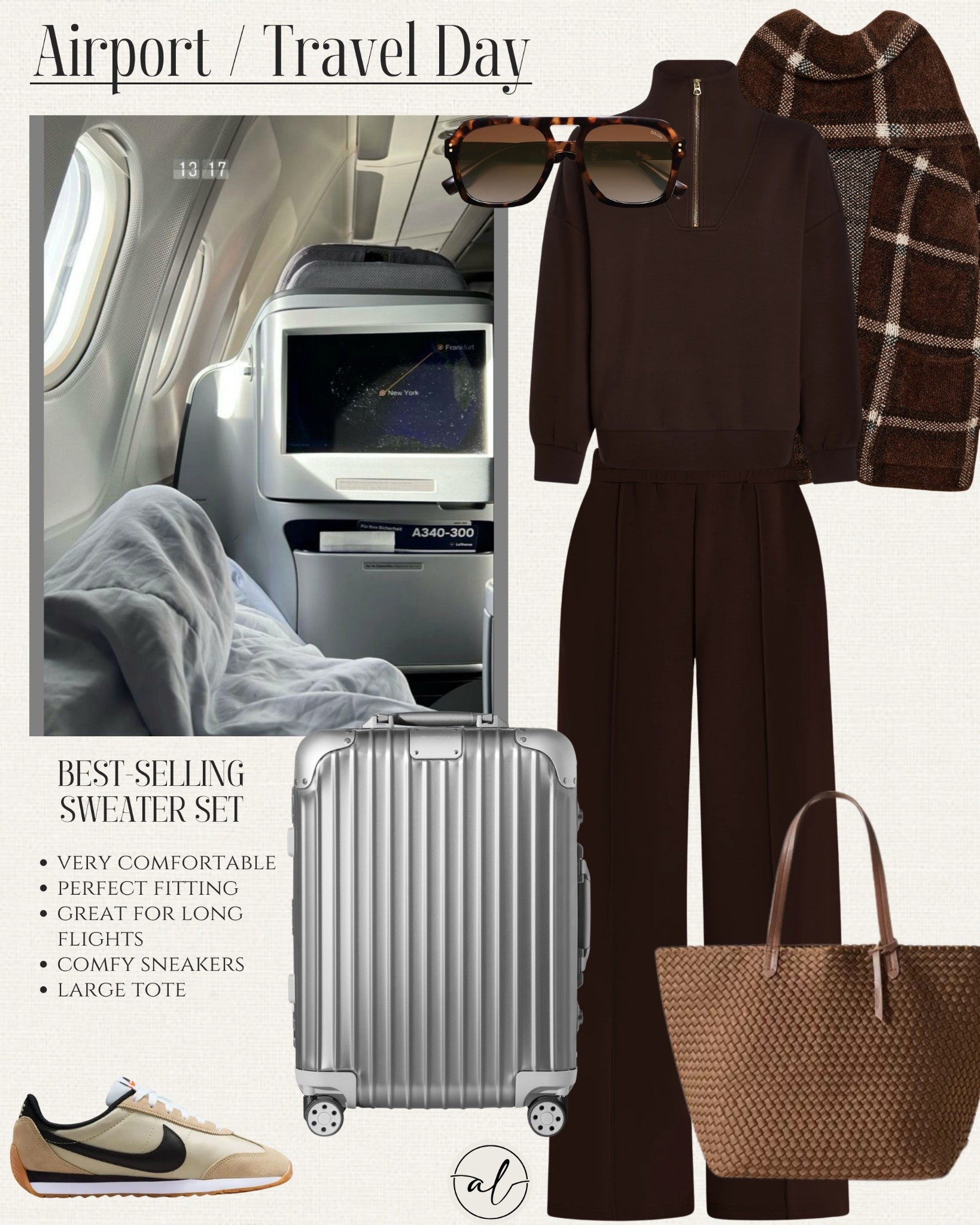 Airport / travel day outfit idea: 
Very comfortable, perfect fitting, great for long flights, comfy sneakers, large tote bag. 

#LTKTravel #LTKU #LTKStyleTip