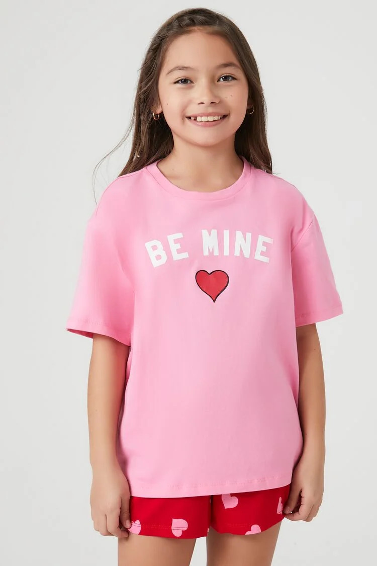 Girls Be Mine Tee & Shorts Pajama Set (Kids) | Forever 21 (US)